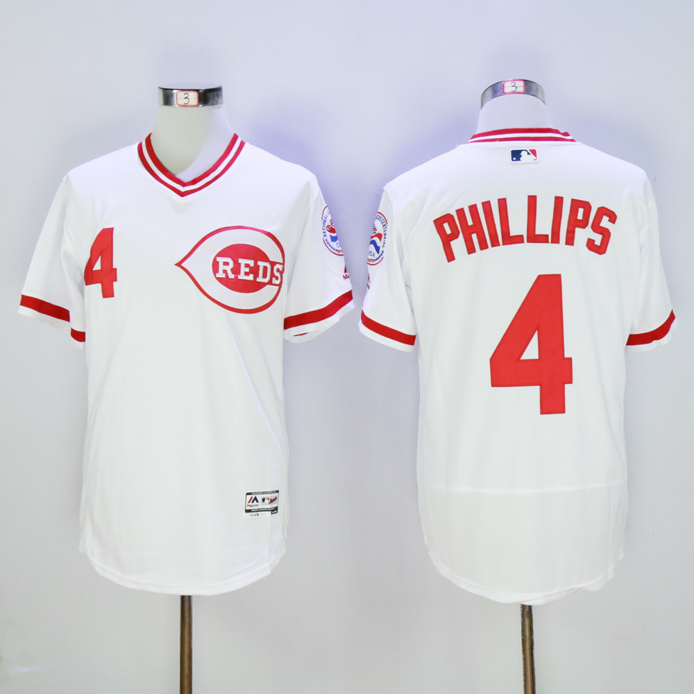 Men MLB Cincinnati Reds #4 Phillips white Mitchell Ness  jerseys->cincinnati reds->MLB Jersey